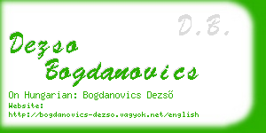 dezso bogdanovics business card